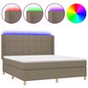 vidaXL Rams&auml;ng med madrass & LED taupe 180x200 cm tyg