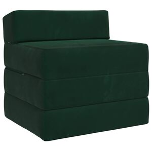 vidaXL F&auml;llbar Soffbed M&ouml;rkgr&ouml;n 200 x 70 x 15 cm Sammet