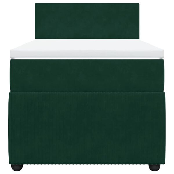 vidaXL Rams&auml;ng med madrass m&ouml;rkgr&ouml;n 90x200 cm sammet