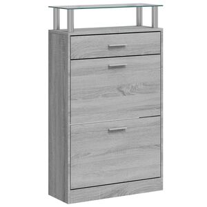 vidaXL Skosk&aring;p gr&aring; sonoma 63x24x104 cm konstruerat tr&auml;