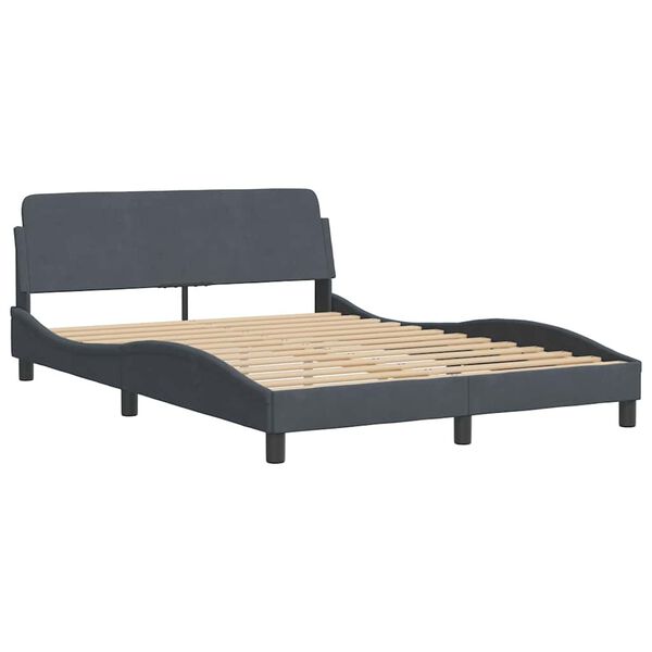 vidaXL Bed Frame "Dover" Dark Grey 140x200 cm Velvet