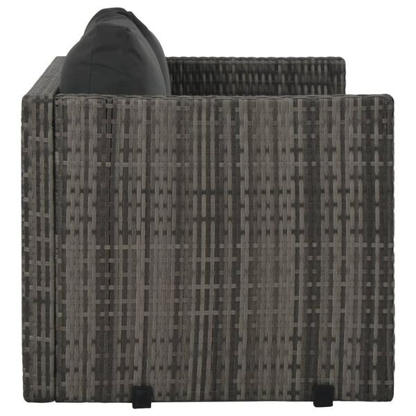 vidaXL Matgrupp för trädgården 3 delar med dynor konstrotting grå