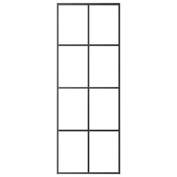 vidaXL Skjutd&ouml;rr svart 76x205 cm ESG glas och aluminium