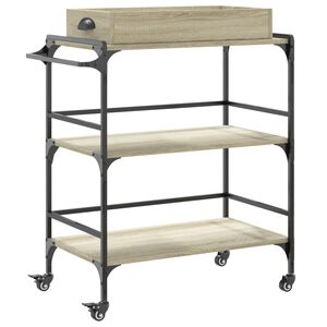 vidaXL K&ouml;ksvagn sonoma-ek 81,5x41x92,5 cm konstruerat tr&auml;