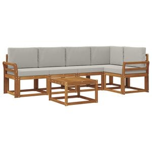 vidaXL Utomhussoffset med kudde 6 pcs Naturlig och Ljus Gr&aring;