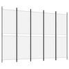 vidaXL Rumsavdelare 5 paneler vit 250x180 cm tyg