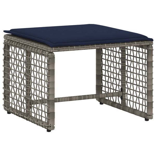 vidaXL Utem&ouml;belset med kudde 5 pcs Gr&aring; och Marinbl&aring;