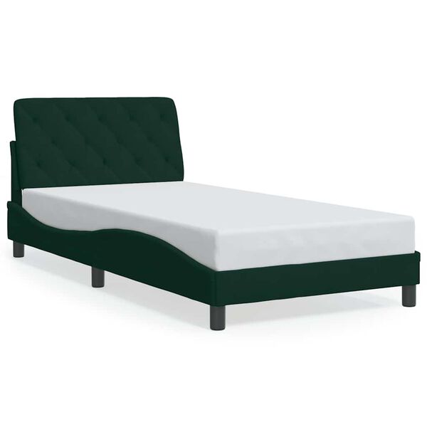 vidaXL Bed Frame without Mattress Dark Green 100x200 cm Velvet