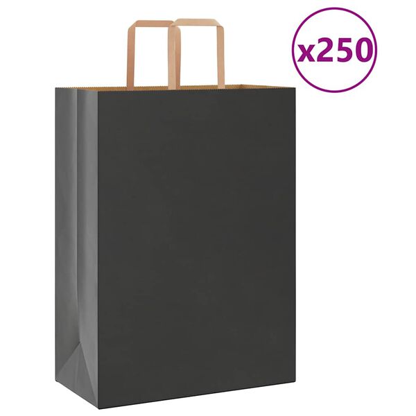 vidaXL Pappersp&aring;sar 250 st med handtag svart 32x17x44 cm