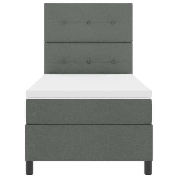 vidaXL B&auml;ddfj&auml;der med madrass med led M&ouml;rkgr&aring; 90 x 190 cm tyg