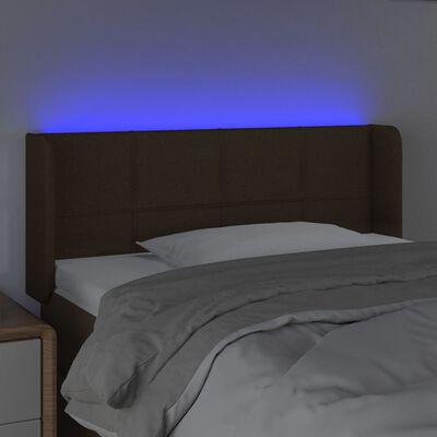 vidaXL Sänggavel LED mörkbrun 103x16x78/88 cm tyg