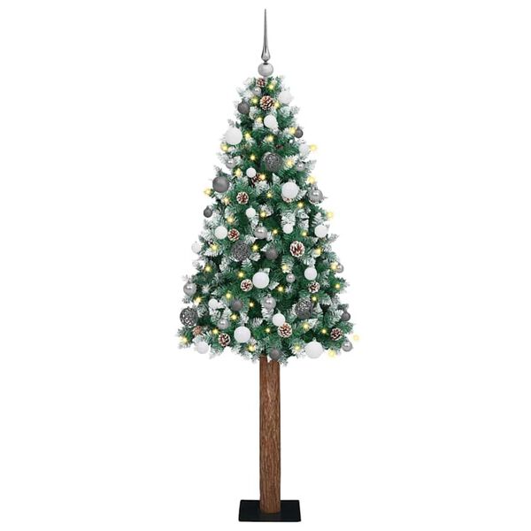 vidaXL Smal julgran med 300 LED-lampor Gr&ouml;n 180 cm PVC och solid furu