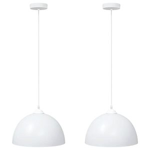 vidaXL Pendellampa 2 st h&ouml;jdjusterbar E27 vit &Oslash; 30 cm metall