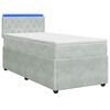 vidaXL Boxspring s&auml;ng med madrass och LED Ljusgr&aring; 90 x 190 cm Sammet