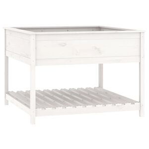 vidaXL Odlingsl&aring;da med hylla vit 111,5x111,5x81 cm massiv furu