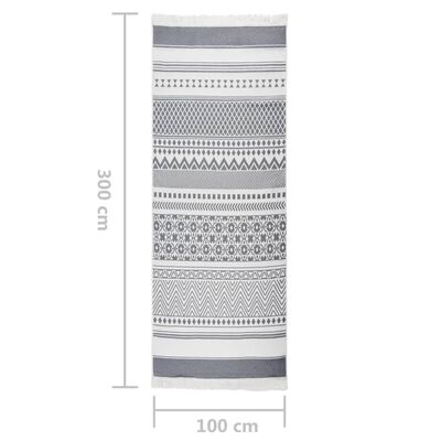 vidaXL Matta grå och vit 100x300 cm bomull