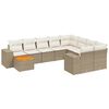 vidaXL Soffgrupp f&ouml;r tr&auml;dg&aring;rd med dynor 10 delar beige konstrotting