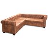 vidaXL Chesterfield 5-sitssoffa konstl&auml;der brun