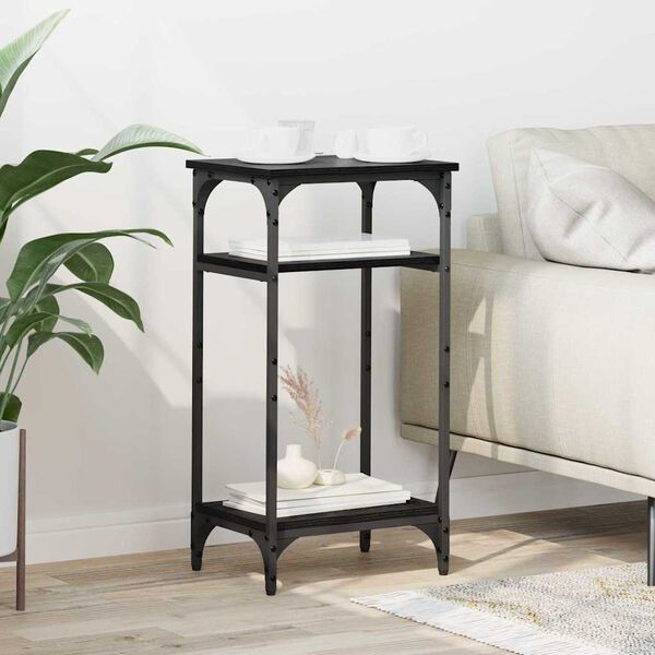 vidaXL Sidobord med hylla Svart Ek 40 x 30 x 75 cm Konstruerat tr&auml;