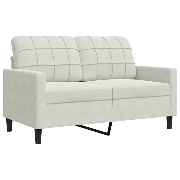 vidaXL Soffgrupp med dynor 3 delar gräddvit sammet