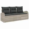 vidaXL Tr&auml;dg&aring;rdsoffset med kudde 3 pcs Ljusgr&aring; Poly rattan