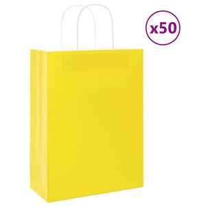 vidaXL Pappersp&aring;sar 50 st med handtag gul 26x12x35 cm