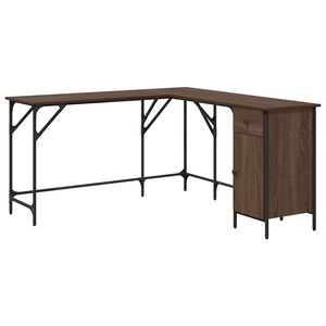 vidaXL Skrivbord brun ek 141x141x75 cm konstruerat tr&auml;