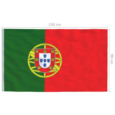 vidaXL Portugals flagga och flaggstång i aluminium 4 m