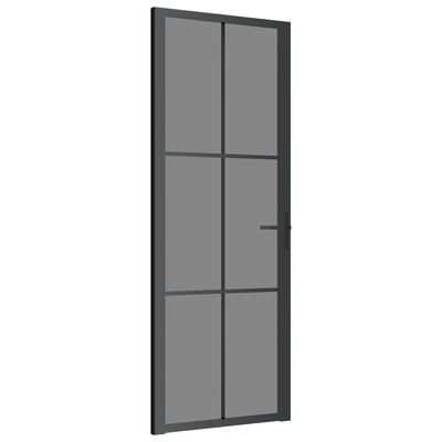 vidaXL Innerdörr 76x201,5 cm svart ESG-glas och aluminium