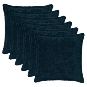 vidaXL Kudd&ouml;verdrag 6 st HOUTEN M&ouml;rkbl&aring; 30 x 30 cm Faux Kaninp&auml;ls