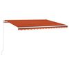 vidaXL Markis manuellt inf&auml;llbar med LED 400x350 cm orange och brun