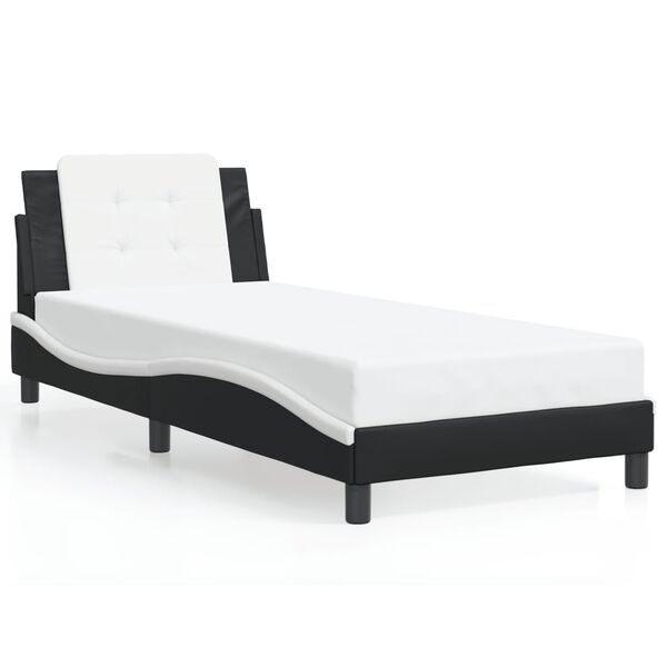 vidaXL Bed Frame without Mattress "Zadar" Black and White 100x200 cm Faux Leather
