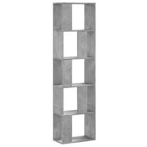 vidaXL Bokhylla 5 hyllplan betonggr&aring; 45x23,5x162,5 cm konstruerat tr&auml;