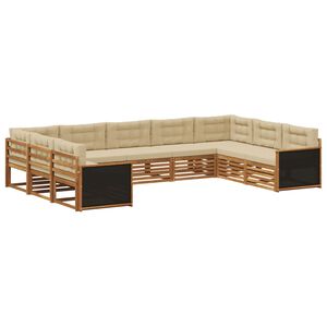vidaXL Utomhussoffset 9 pcs Naturlig och Beige Massivt Akaciatr&auml;
