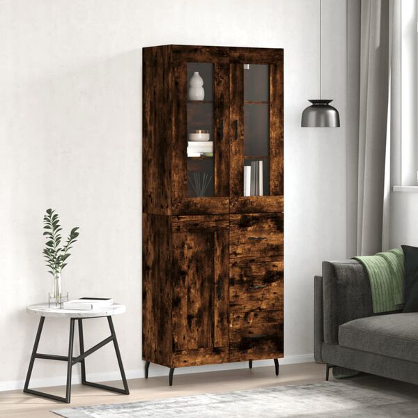 vidaXL H&ouml;gsk&aring;p r&ouml;kf&auml;rgad ek 69,5x34x180 cm konstruerat tr&auml;