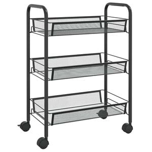 vidaXL Rullvagn 3 v&aring;ningar svart 46x26x64 cm j&auml;rn