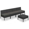 vidaXL Loungegrupp med dynor 5 delar konstrotting svart
