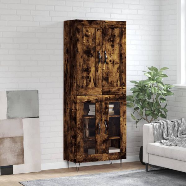 vidaXL H&ouml;gsk&aring;p r&ouml;kf&auml;rgad ek 69,5x34x180 cm konstruerat tr&auml;