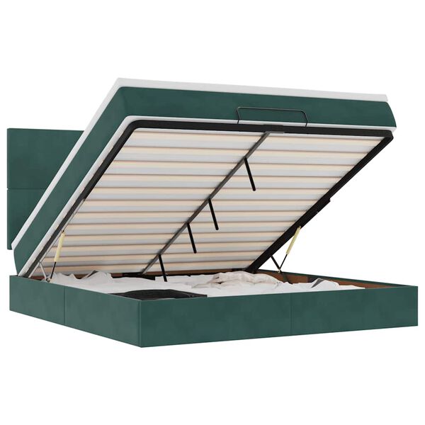 vidaXL Ottoman s&auml;ngram med madrasser m&ouml;rkgr&ouml;n 180x200 cm sammet