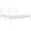 vidaXL Sängram med huvudgavel metall vit 150x200 cm