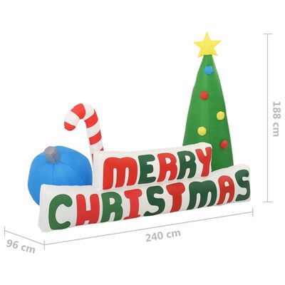 vidaXL Uppblåsbar juldekoration Merry Christmas LED 240x188 cm