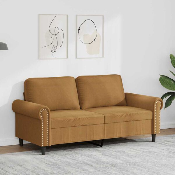 vidaXL Soffa 2-sits brun 140 cm sammet