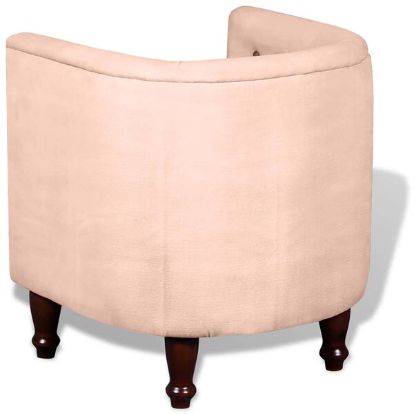 vidaXL Fåtölj beige äkta skinn och canvastyg