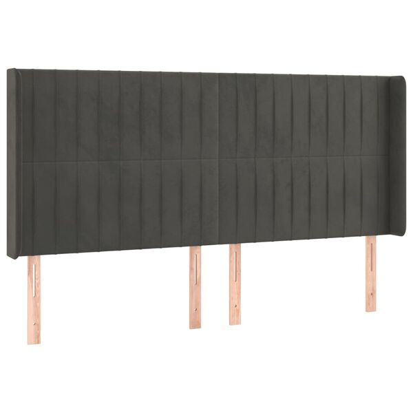 vidaXL S&auml;nggavel LED m&ouml;rkgr&aring; 163x16x118/128 cm sammet