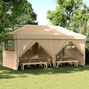 vidaXL Pop-Up hopf&auml;llbart partyt&auml;lt med 4 sidov&auml;ggar beige