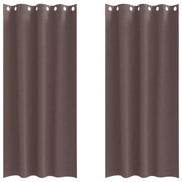 vidaXL M&ouml;rkl&auml;ggningsgardiner med Ringar 2 pcs M&ouml;rkbrun 260 x 140 cm