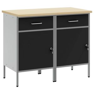 vidaXL Arbetskabinett med l&aring;da 2 st Svart och Gr&aring; 100 x 55 x 85 cm