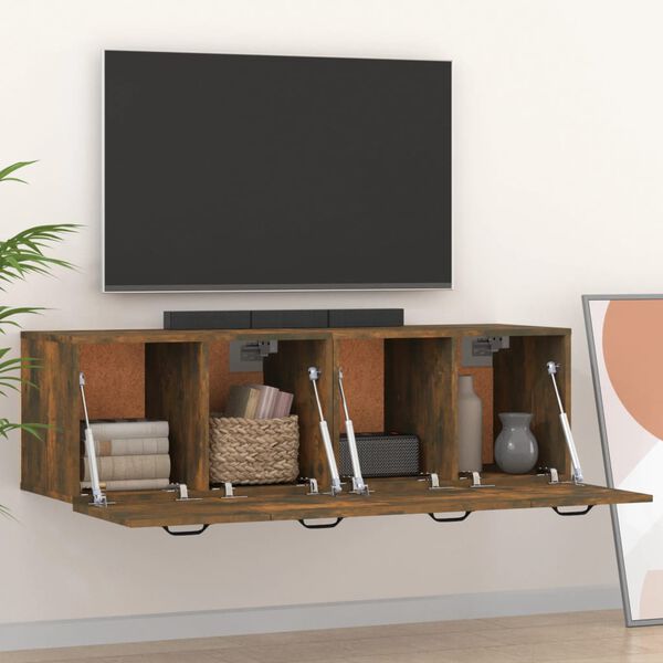 vidaXL V&auml;ggsk&aring;p 2 st r&ouml;kf&auml;rgad ek 80x35x36,5 cm konstruerat tr&auml;