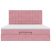 vidaXL Ottoman s&auml;ngram med madrasser rosa 200x200 cm sammet