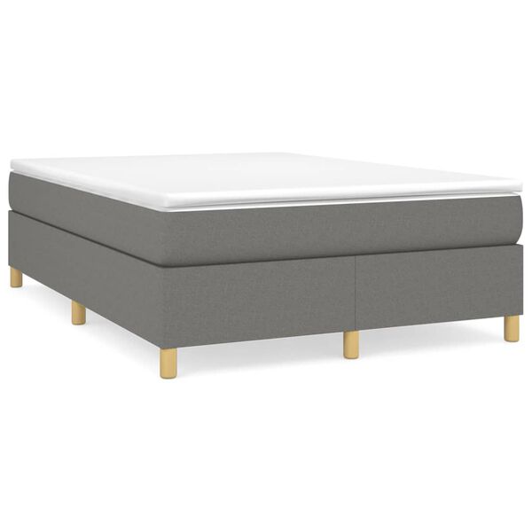 vidaXL Boxspring-s&auml;ngram m&ouml;rkgr&aring; 140x190 cm tyg